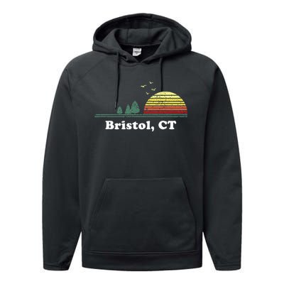 Vintage Bristol Connecticut Home Souvenir Performance Fleece Hoodie