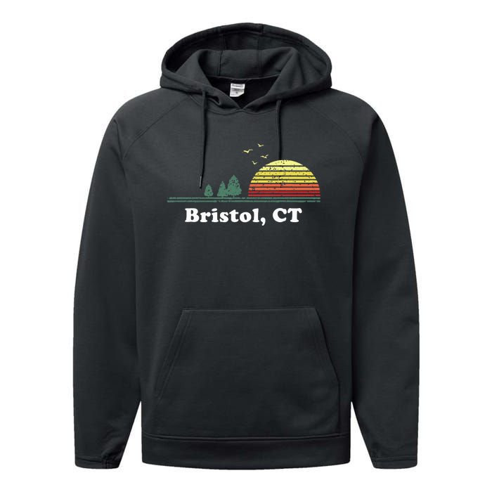 Vintage Bristol Connecticut Home Souvenir Performance Fleece Hoodie