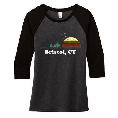 Vintage Bristol Connecticut Home Souvenir Women's Tri-Blend 3/4-Sleeve Raglan Shirt