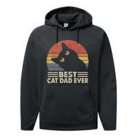 Vintage Best Cat Dad Ever Cat Daddy Outfit Performance Fleece Hoodie