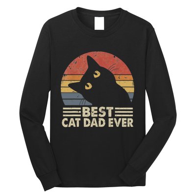 Vintage Best Cat Dad Ever Cat Daddy Outfit Long Sleeve Shirt