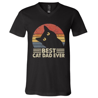 Vintage Best Cat Dad Ever Cat Daddy Outfit V-Neck T-Shirt