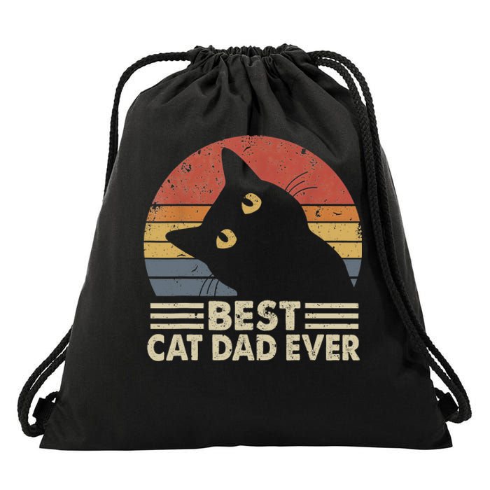 Vintage Best Cat Dad Ever Cat Daddy Outfit Drawstring Bag