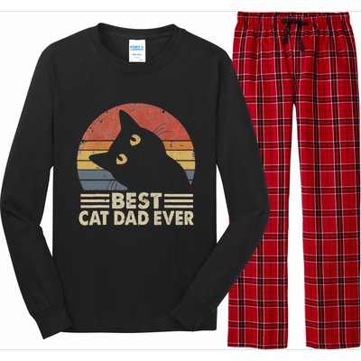 Vintage Best Cat Dad Ever Cat Daddy Outfit Long Sleeve Pajama Set