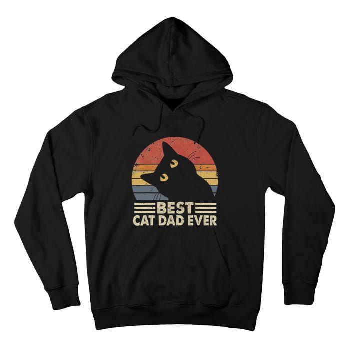 Vintage Best Cat Dad Ever Cat Daddy Outfit Tall Hoodie