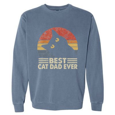 Vintage Best Cat Dad Ever Cat Daddy Outfit Garment-Dyed Sweatshirt