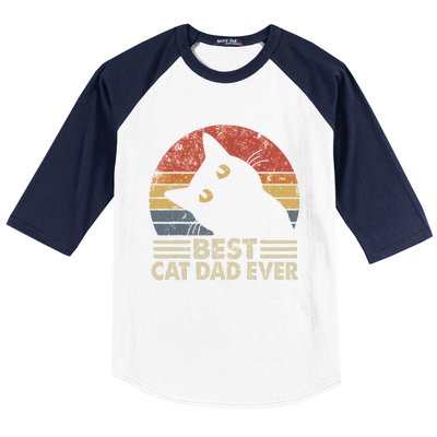 Vintage Best Cat Dad Ever Cat Daddy Outfit Baseball Sleeve Shirt