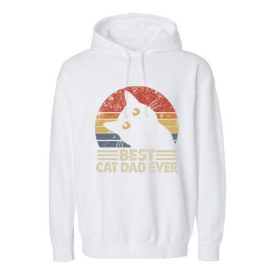 Vintage Best Cat Dad Ever Cat Daddy Outfit Garment-Dyed Fleece Hoodie