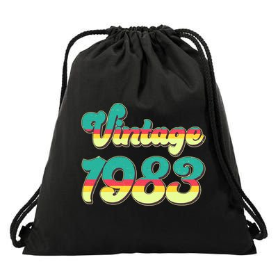 Vintage Bright Colors 1983 40th Birthday Drawstring Bag