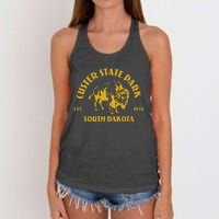 Vintage Bison Custer State Park South Dakota Travel Souvenir Women's Knotted Racerback Tank