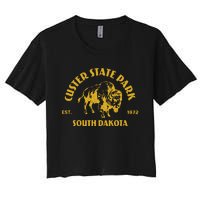 Vintage Bison Custer State Park South Dakota Travel Souvenir Women's Crop Top Tee