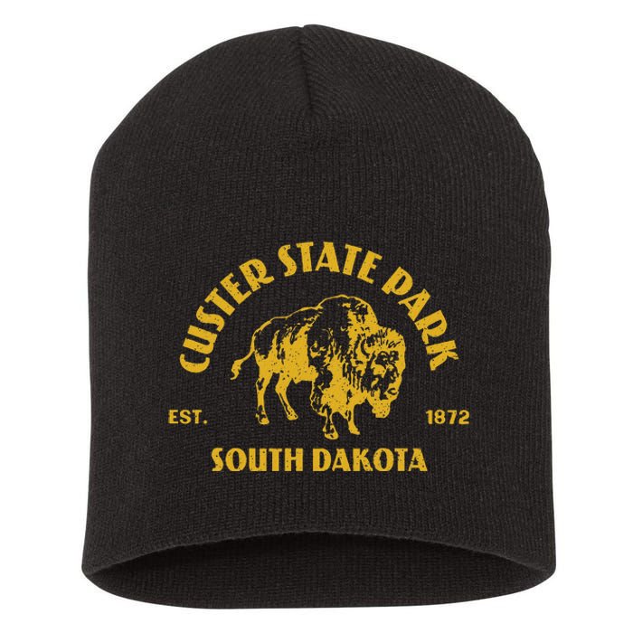 Vintage Bison Custer State Park South Dakota Travel Souvenir Short Acrylic Beanie