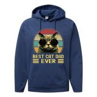 Vintage Best Cat Dad Ever Funny, Cat Lover, Cat Dad Performance Fleece Hoodie