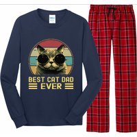 Vintage Best Cat Dad Ever Funny, Cat Lover, Cat Dad Long Sleeve Pajama Set