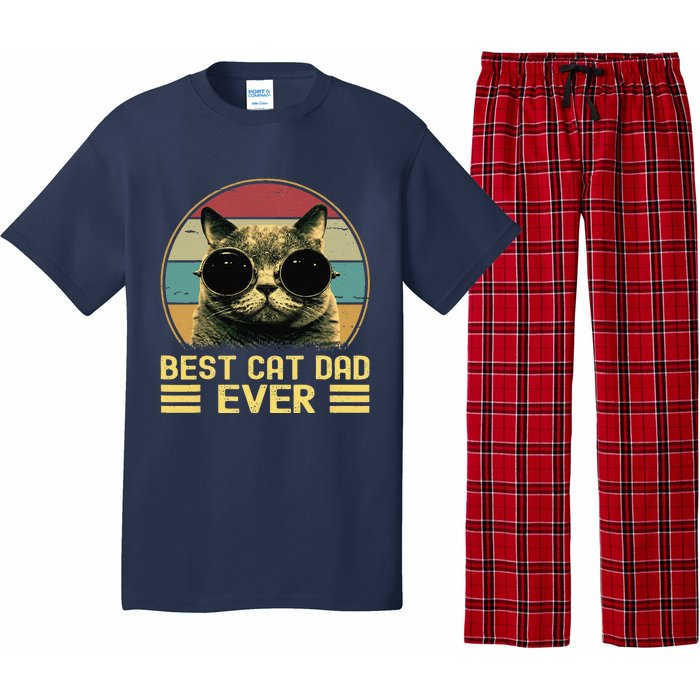 Vintage Best Cat Dad Ever Funny, Cat Lover, Cat Dad Pajama Set