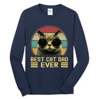 Vintage Best Cat Dad Ever Funny, Cat Lover, Cat Dad Tall Long Sleeve T-Shirt