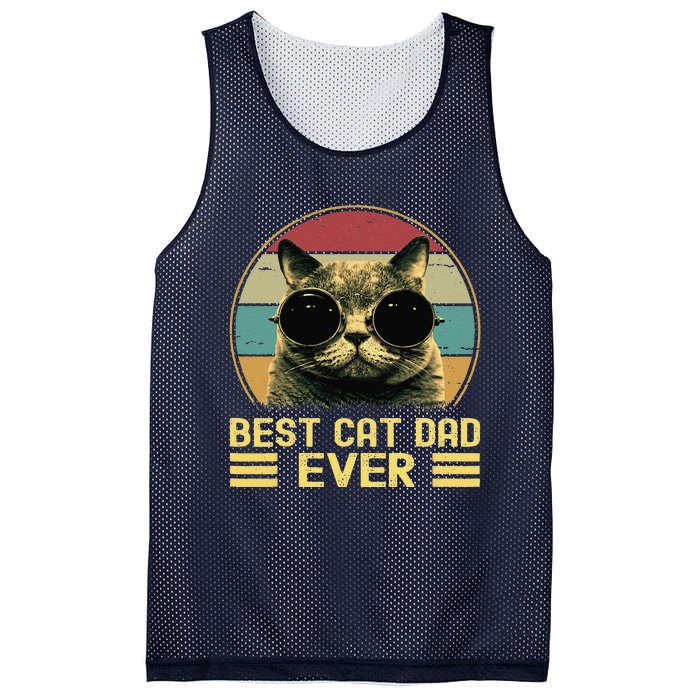 Vintage Best Cat Dad Ever Funny, Cat Lover, Cat Dad Mesh Reversible Basketball Jersey Tank