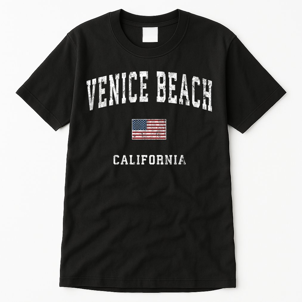 Venice Beach California Ca Vintage American Flag Sports Tall T-Shirt