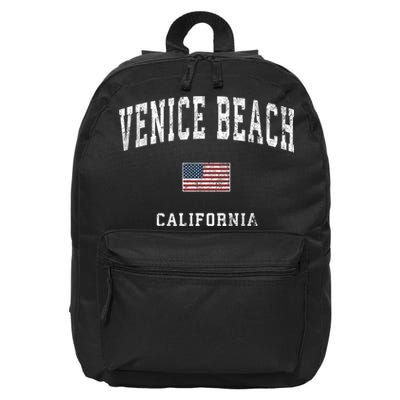 Venice Beach California Ca Vintage American Flag Sports 16 in Basic Backpack