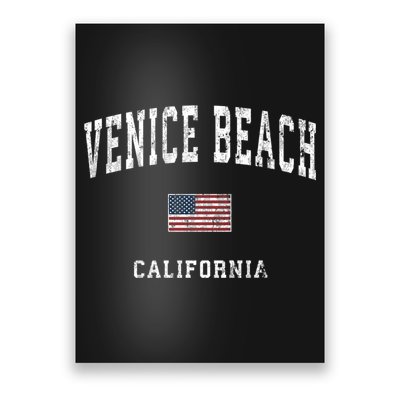 Venice Beach California Ca Vintage American Flag Sports Poster