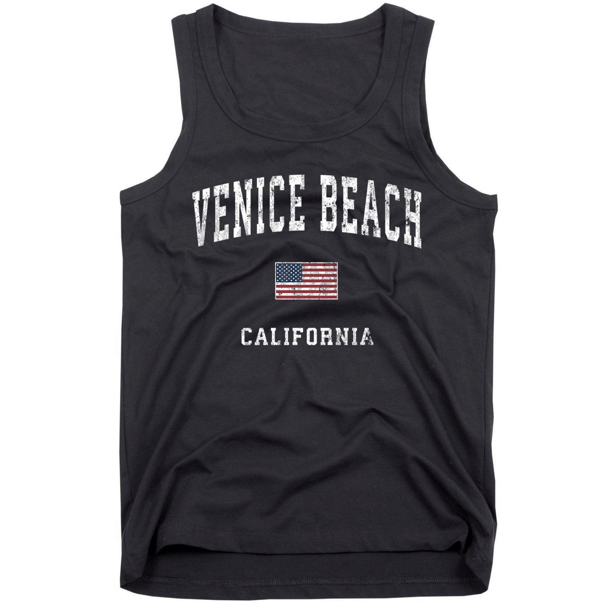 Venice Beach California Ca Vintage American Flag Sports Tank Top