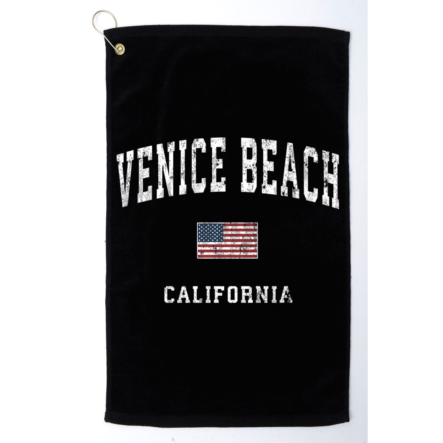 Venice Beach California Ca Vintage American Flag Sports Golf Towel