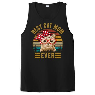 Vintage Best Cat Mom Ever Cat With Red Bandana Red Glasses Great Gift PosiCharge Competitor Tank