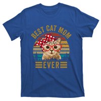 Vintage Best Cat Mom Ever Cat With Red Bandana Red Glasses Great Gift T-Shirt