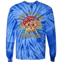 Vintage Best Cat Mom Ever Cat With Red Bandana Red Glasses Great Gift Tie-Dye Long Sleeve Shirt