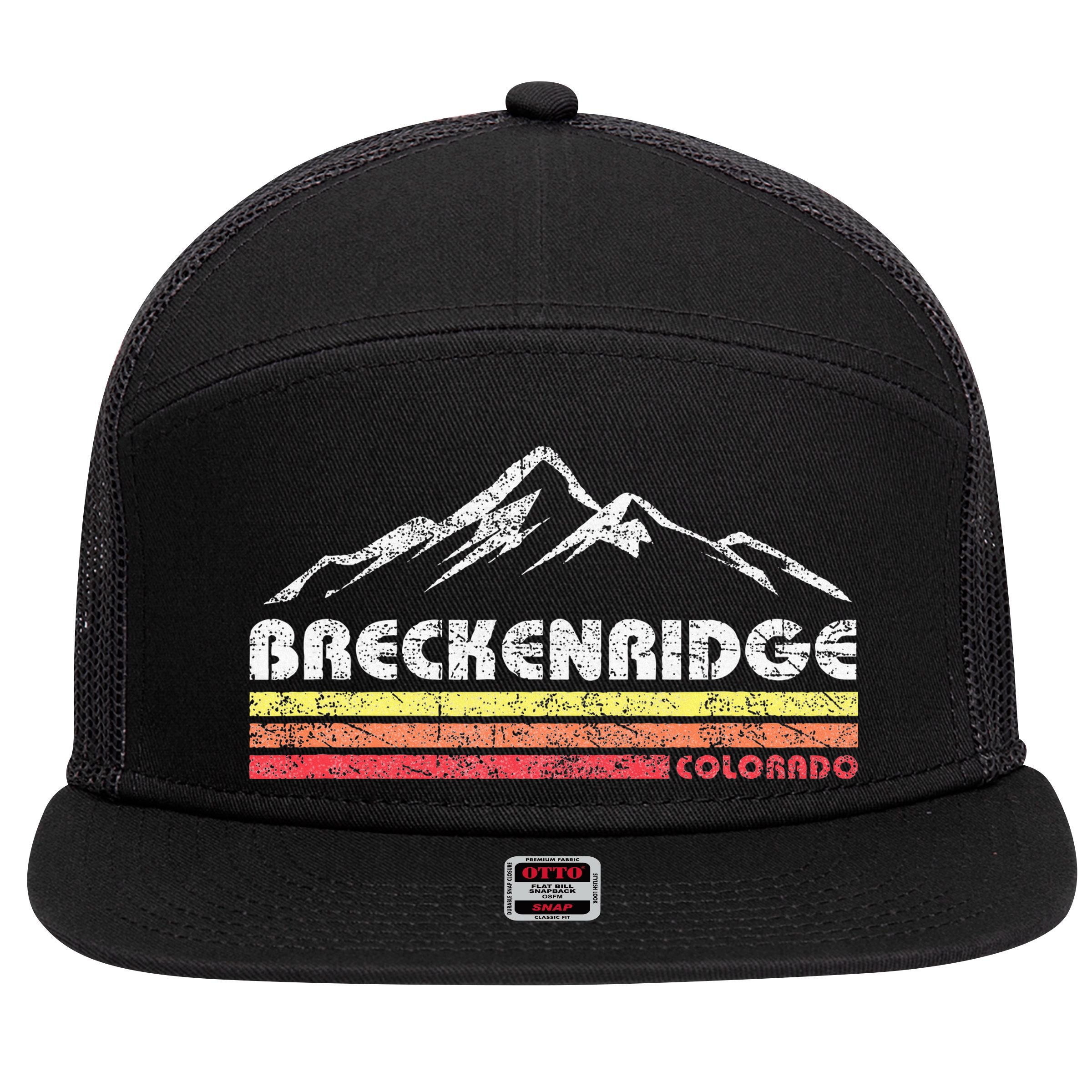 Vintage Breckenridge Colorado Throwback Retro Mountain 7 Panel Mesh Trucker Snapback Hat