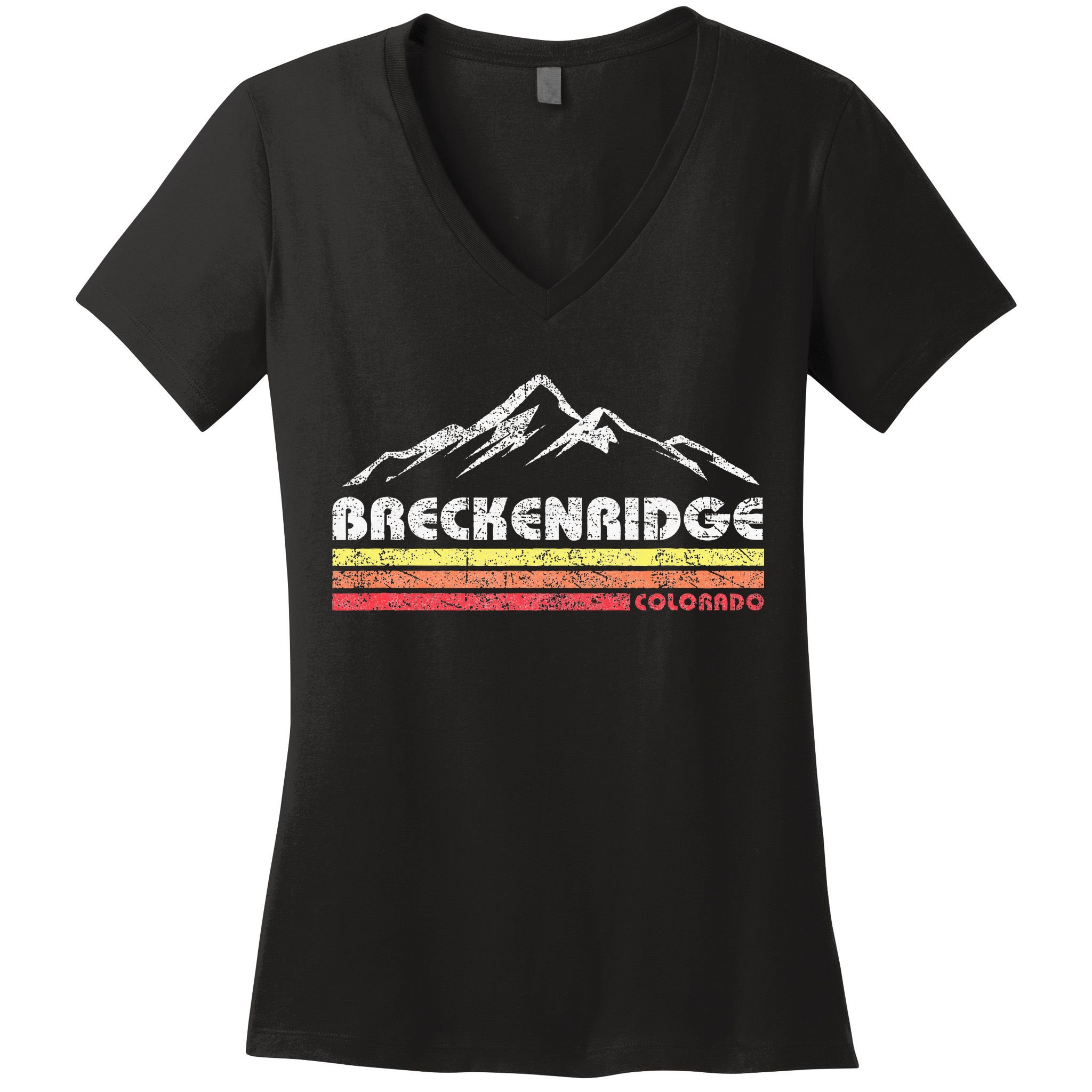 Vintage Breckenridge Colorado Throwback Retro Mountain Women's V-Neck T-Shirt