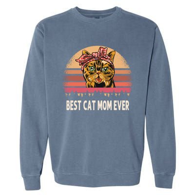 Vintage Best Cat Mom Ever Gift Garment-Dyed Sweatshirt