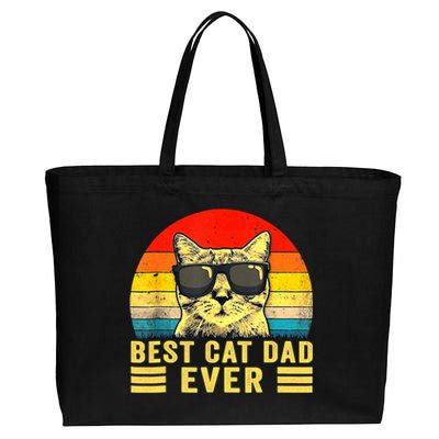 Vintage Best Cat Dad Ever Funny Best Cat Dad Ever Great Gift Cotton Canvas Jumbo Tote