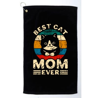 Vintage Best Cat Mom Ever Gift For Mother's Day Platinum Collection Golf Towel