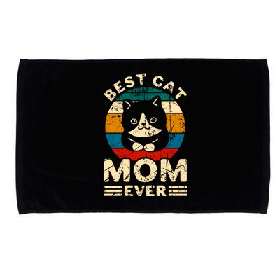 Vintage Best Cat Mom Ever Gift For Mother's Day Microfiber Hand Towel