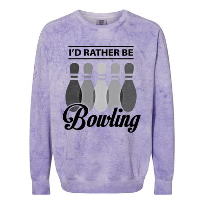 Vintage Bowling Cool Gift ID Rather Be Bowling Meaningful Gift Colorblast Crewneck Sweatshirt