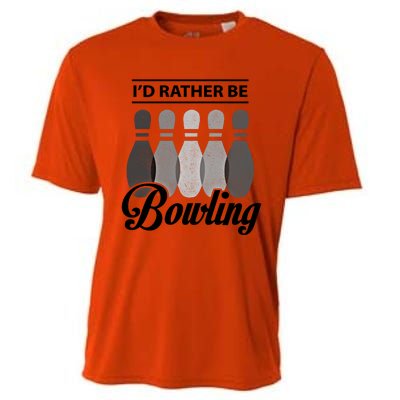 Vintage Bowling Cool Gift ID Rather Be Bowling Meaningful Gift Cooling Performance Crew T-Shirt