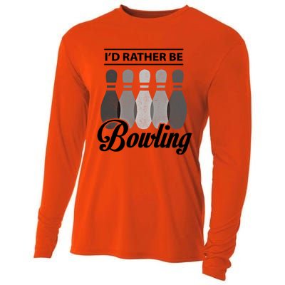 Vintage Bowling Cool Gift ID Rather Be Bowling Meaningful Gift Cooling Performance Long Sleeve Crew