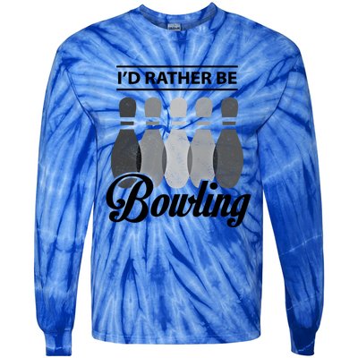 Vintage Bowling Cool Gift ID Rather Be Bowling Meaningful Gift Tie-Dye Long Sleeve Shirt