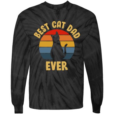 Vintage Best Cat Dad Ever Tie-Dye Long Sleeve Shirt