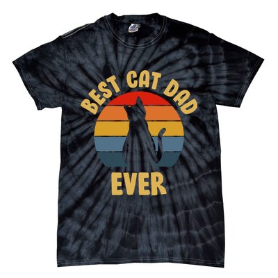 Vintage Best Cat Dad Ever Tie-Dye T-Shirt