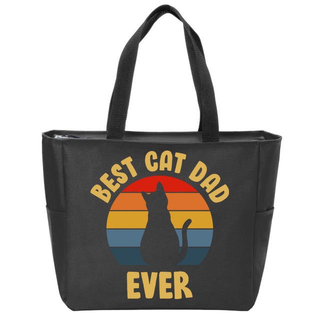 Vintage Best Cat Dad Ever Zip Tote Bag