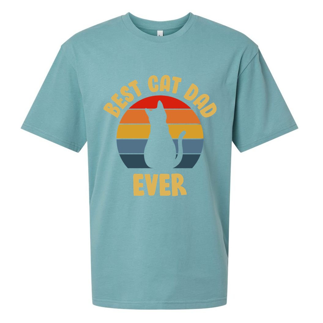 Vintage Best Cat Dad Ever Sueded Cloud Jersey T-Shirt