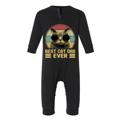 Vintage Best Cat Dad Ever Funny For Cat Lover, Cat Dad Infant Fleece One Piece