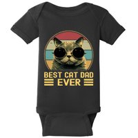 Vintage Best Cat Dad Ever Funny For Cat Lover, Cat Dad Baby Bodysuit