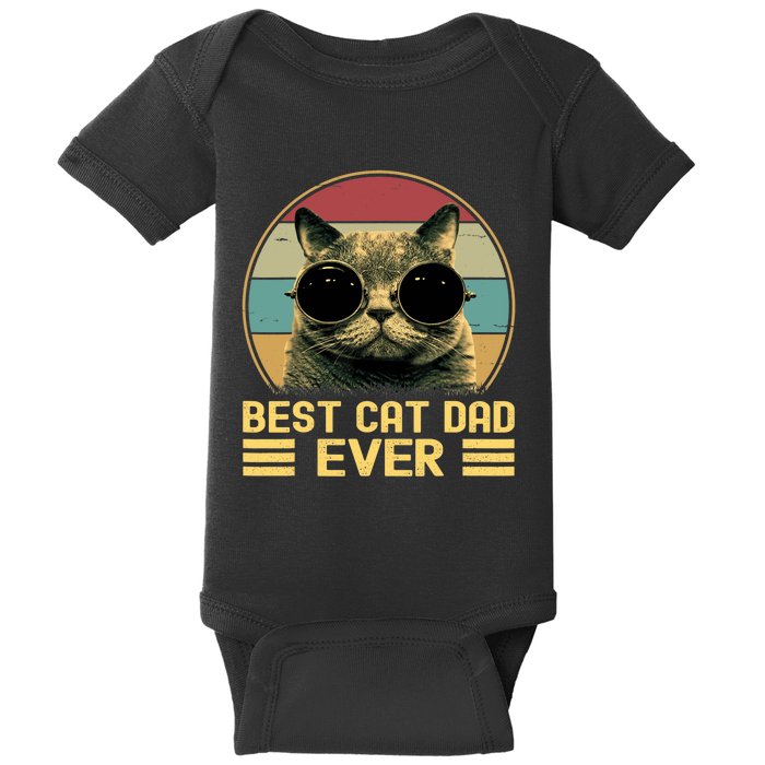 Vintage Best Cat Dad Ever Funny For Cat Lover, Cat Dad Baby Bodysuit