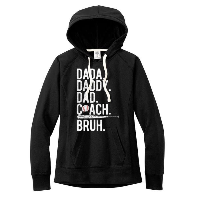 Vintage Baseball Coach Dad Fathers Day Funny Family Humor Women's Fleece Hoodie