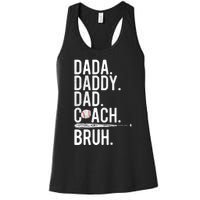 Vintage Baseball Coach Dad Fathers Day Funny Family Humor Women's Racerback Tank