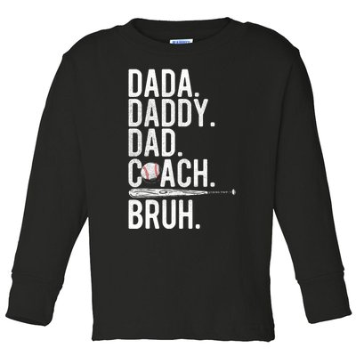 Vintage Baseball Coach Dad Fathers Day Funny Family Humor Toddler Long Sleeve Shirt