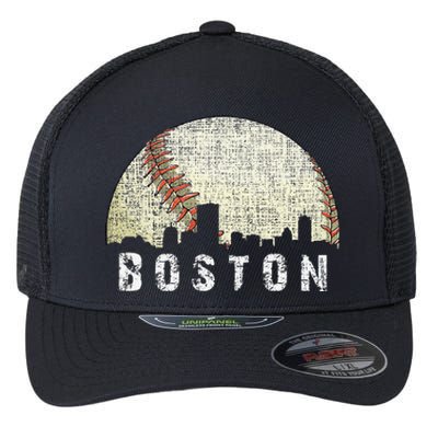 Vintage Boston Cityscape Baseball Lover Flexfit Unipanel Trucker Cap